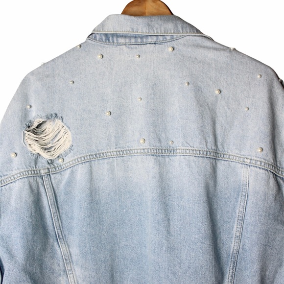Free People Sunday Funday Pearl Denim Jacket - Picture 7 of 9